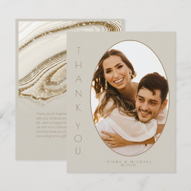 Abstrakter Glitzer Strata Wedding Vielen Dank St I Dankeskarte (Vorne/Hinten)