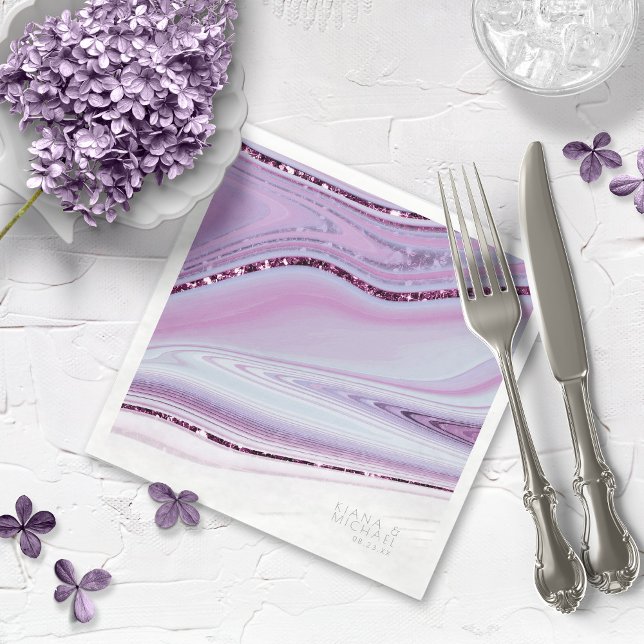 Abstrakter Glitzer Strata Wedding Wht Lilac ID903 Serviette (Von Creator hochgeladen)