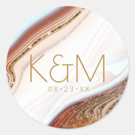 Abstrakter Glitzer Strata Wedding Wht SW ID903 Runder Aufkleber