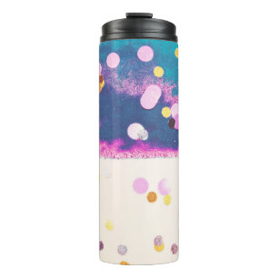 Abstrakter glitzernder blauer Wasserfarbensplash Thermosbecher