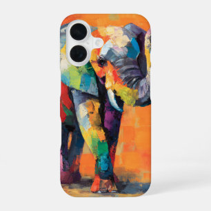 Abstrakter glücklicher Regenbogen-Elefant iPhone 16 Hülle