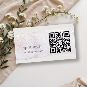 Abstrakter Gold-Lilien-Pinselstrich-Wasserfarbe-QR Visitenkarte