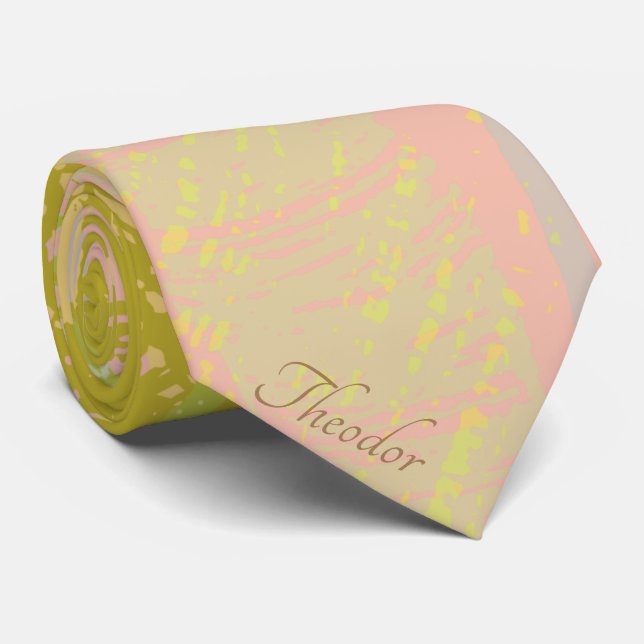 Abstrakter Goldbarren Rosa Violettpastete Krawatte (Gerollt)