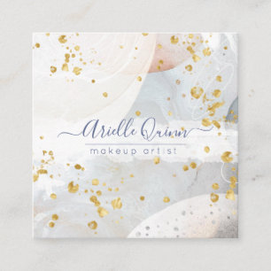 Abstrakter Goldener Glitzer Wasserfarben Makeup Ar Quadratische Visitenkarte