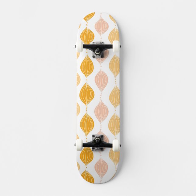 Abstrakter goldener ogee Musterhintergrund Skateboard (Vorderseite)