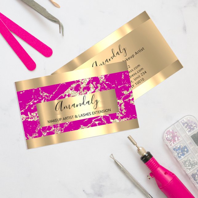 Abstrakter Goldener Rahmen Moderner Marmor Rosa WE Visitenkarte (Abstract Golden Frame Modern Marble Pink SPA Business Card)