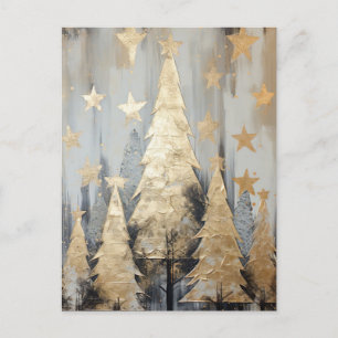 Abstrakter goldener Weihnachtsbaum Postkarte