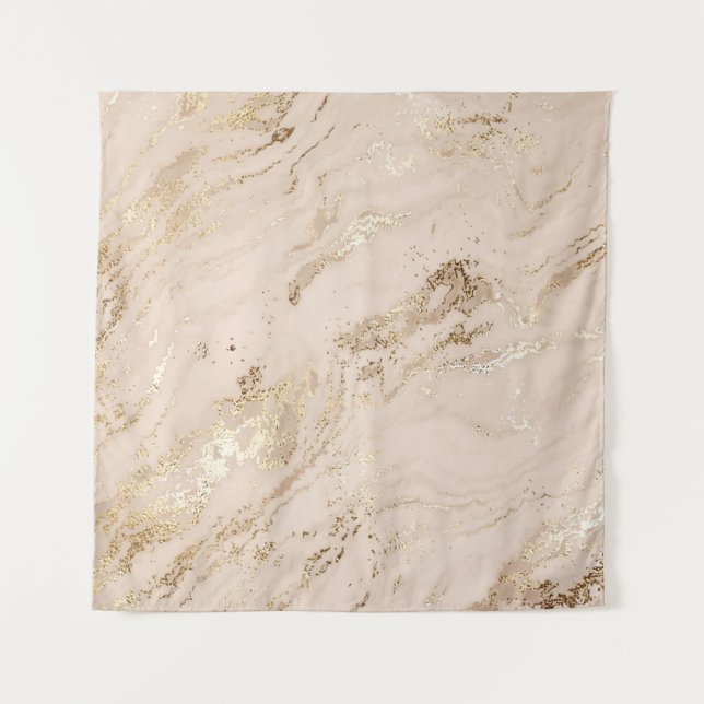 Abstrakter Goldmarmor mit Glitzer-Wellen Wandteppich (Vorderseite)