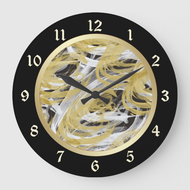 Abstrakter Goldrausch Große Wanduhr (Vorderseite)
