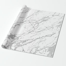 Abstrakter grauer Marmor Silver Carrara Shiny Geschenkpapier
