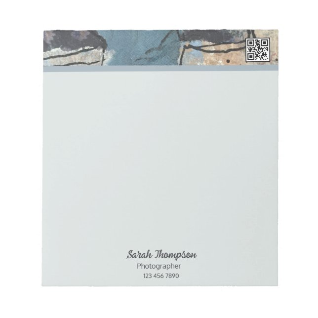Abstrakter Graugrauer QR-Code für gemischte Medien Notizblock (Vorderseite)