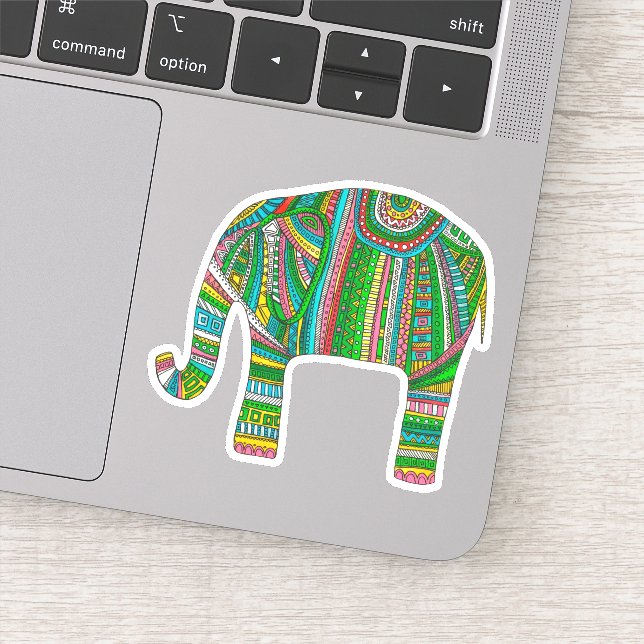 Abstrakter grüner Elefant. Modernes afrikanisches  Aufkleber (Detail)
