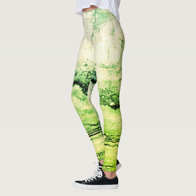 Abstrakter grüner Granit Leggings (Links)