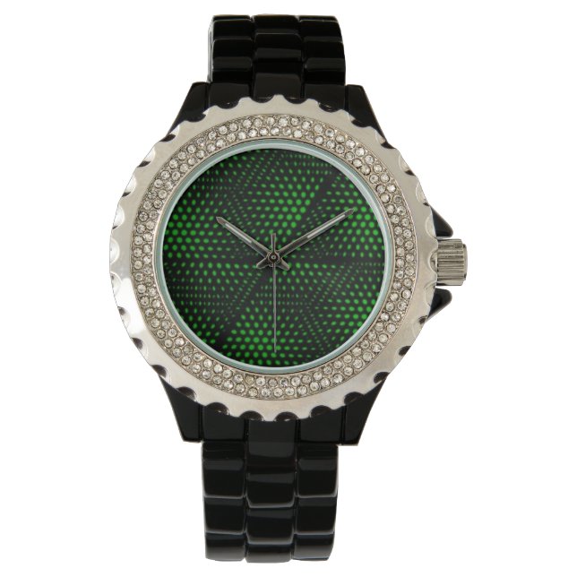 Abstrakter grüner Hintergrund Armbanduhr (Vorderseite)