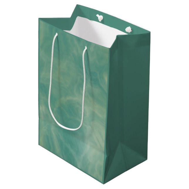 abstrakter grüner Marmor Mittlere Geschenktüte (Vorderseite Schrägansicht)