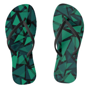 Abstrakter, grüner Smaragdpolygonaler Baum Flip Flops