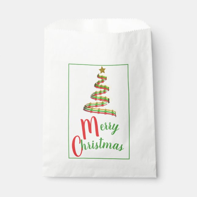 Abstrakter, grüner und goldener Weihnachtsbaum Geschenktütchen (Vorderseite)