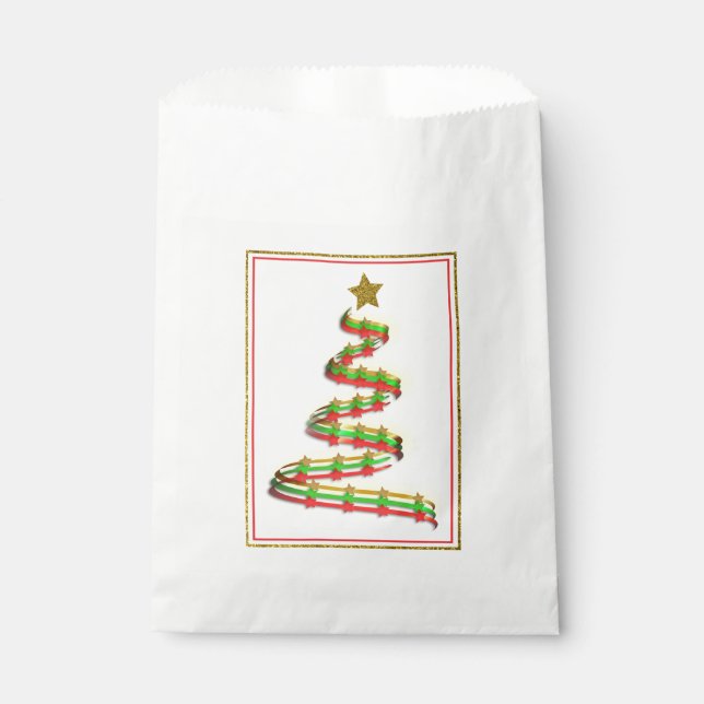 Abstrakter, grüner und goldener Weihnachtsbaum Geschenktütchen (Vorderseite)