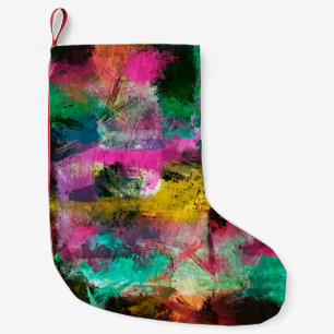abstrakter Grunge-Hintergrund aus farbenfrohem cha Kleiner Weihnachtsstrumpf