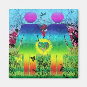 Abstrakter Grunge-Regenbogen-Liebe-Magnet Magnet