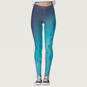 Abstrakter Grünmond und Schmetterlinge Leggings