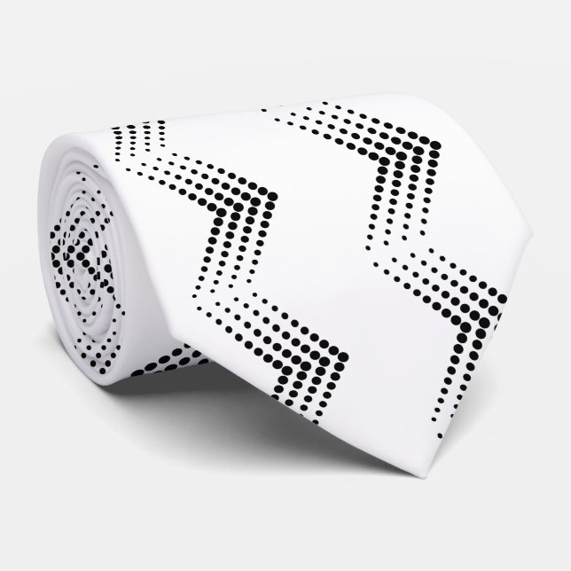 Abstrakter Halbton Double Zigzag Zickzack Krawatte (Gerollt)