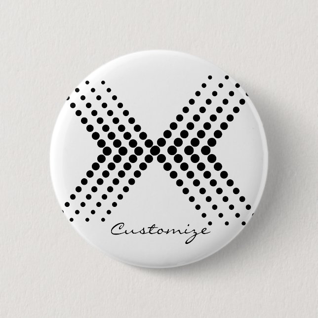 Abstrakter halbtöniger Pulsationskreis Zigzag Button (Vorderseite)