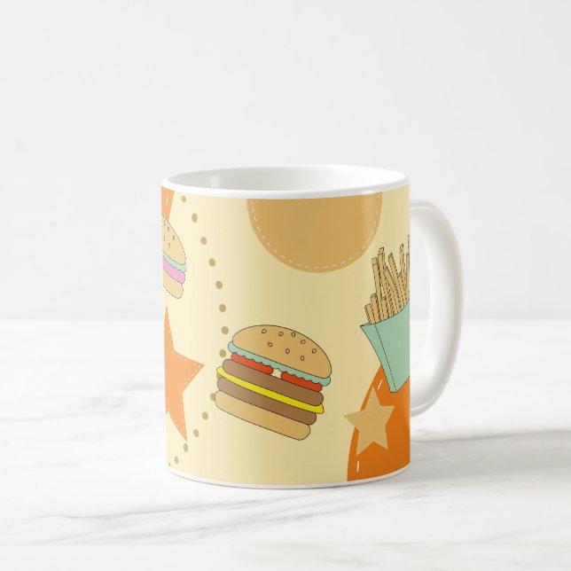 Abstrakter Hamburger, Fries und Drink Set Design Kaffeetasse (VorderseiteRechts)
