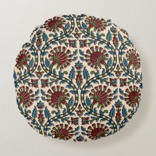abstrakter Handblock, Druckhintergrunddesign Rundes Kissen
