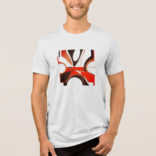 Abstrakter, heller Red Tan Black MCM Look Geometri Tri-Blend Shirt