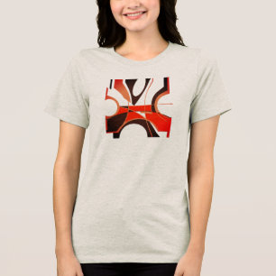 Abstrakter, heller Red Tan Black MCM Look Geometri Tri-Blend Shirt