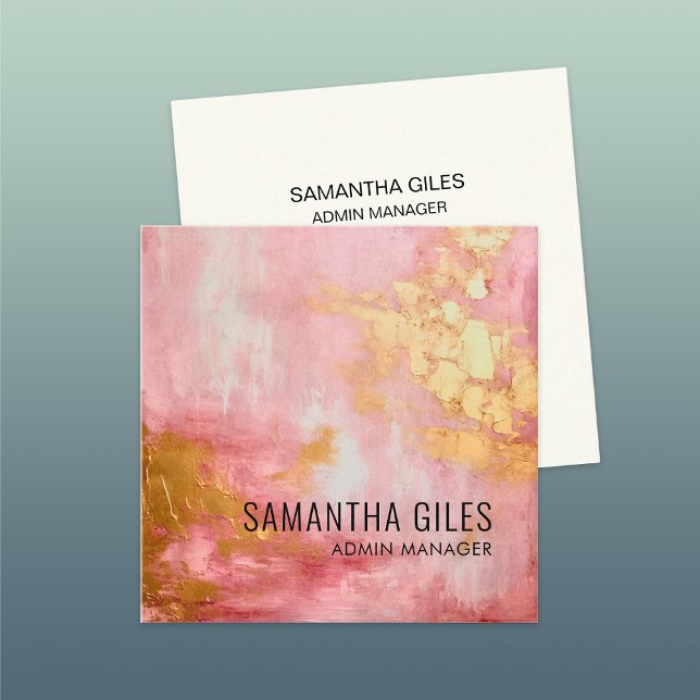 Abstrakter, hellrosa Goldlack Quadratische Visitenkarte (Von Creator hochgeladen)