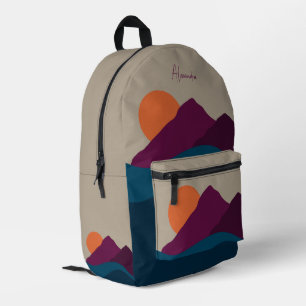 Abstrakter Herbst Herbstgebirge Landschaft Sonnenu Bedruckter Rucksack