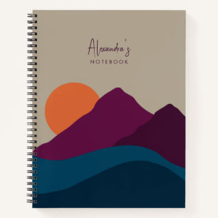 Abstrakter Herbst Herbstgebirge Landschaft Sonnenu Notizbuch