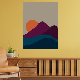 Abstrakter Herbst Herbstgebirge Landschaft Sonnenu Poster