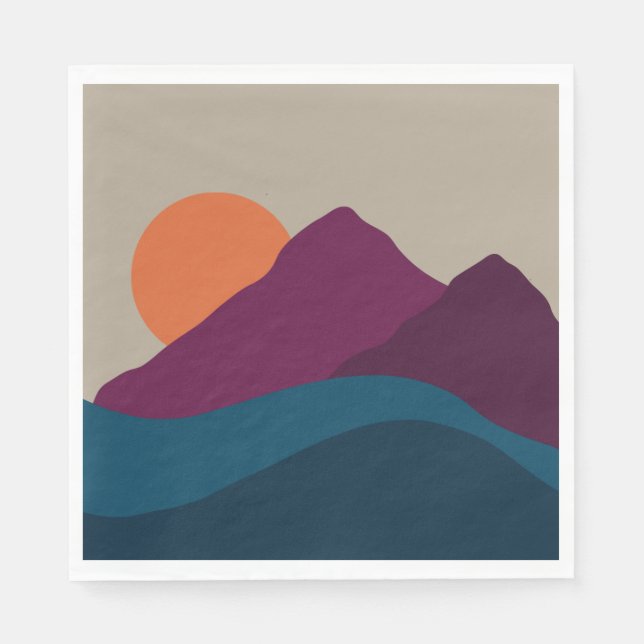 Abstrakter Herbst Herbstgebirge Landschaft Sonnenu Serviette (Vorderseite)