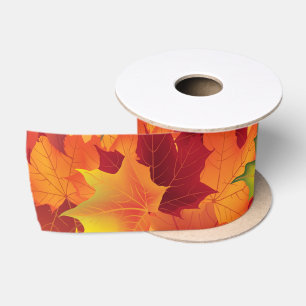 Abstrakter Herbst verlässt Muster Satinband