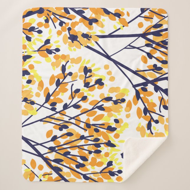 Abstrakter Herbstbaum Modernes Muster Sherpadecke (Vorderseite)