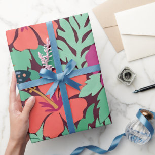 Abstrakter Hibiskus-Schmetterlinge-Wrap Geschenkpapier