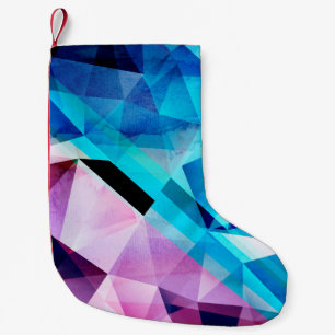 Abstrakter Hintergrund in Aquarellfarbe mit geomet Kleiner Weihnachtsstrumpf