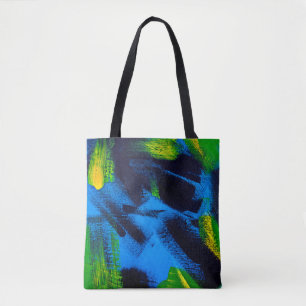 Abstrakter Hintergrund. Schwarz, gelb, blau, Acryl Tasche