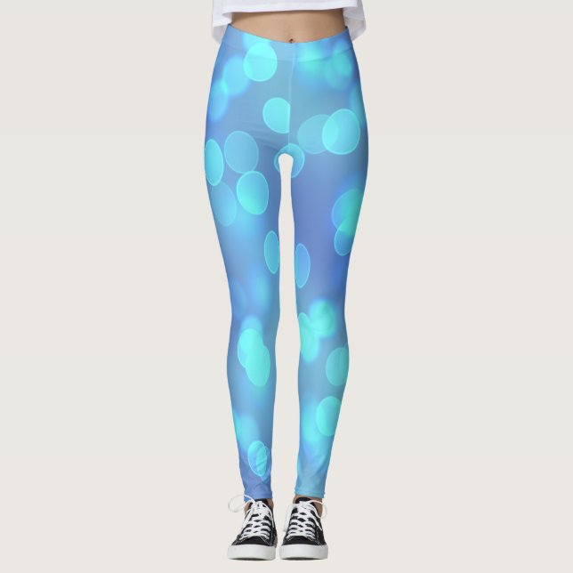 Abstrakter Hintergrund von Blue Bokeh Leggings (Vorderseite)