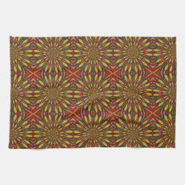 Abstrakter Hippie Red & Yellow Floral Ethnic Triba Geschirrtuch