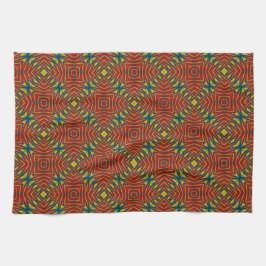 Abstrakter Hippie Red & Yellow Floral Ethnic Triba Geschirrtuch