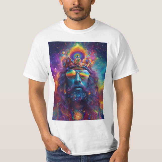 abstrakter, hippy-rauchender Tag mit Universum T-Shirt (Vorderseite)