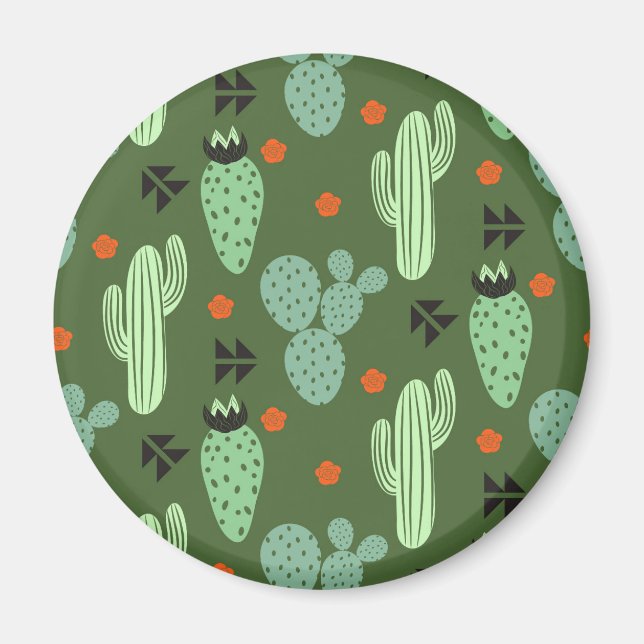 Abstrakter Hipster Cactus Desert Pattern Magnet (Vorne)