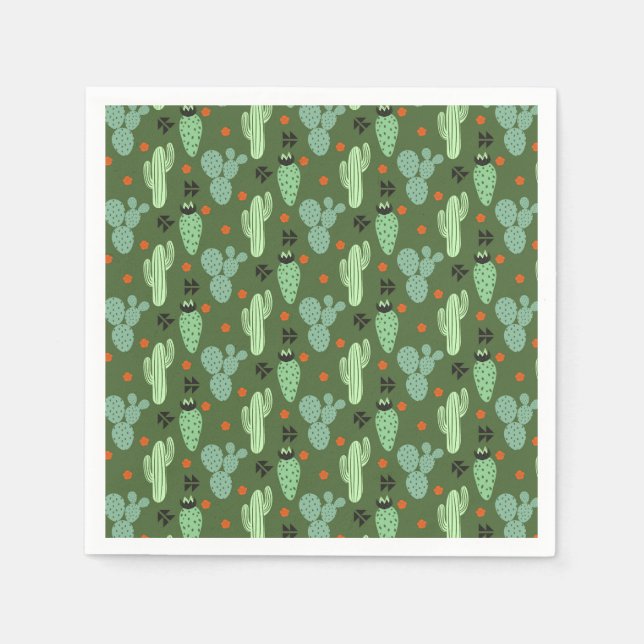 Abstrakter Hipster Cactus Desert Pattern Serviette (Vorderseite)