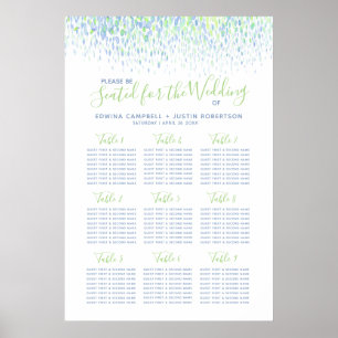 Abstrakter Hochzeitstisch für grünes Blau Poster