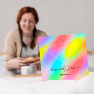 Abstrakter Holografischer Rainbow Geometry Square Quadratische Visitenkarte