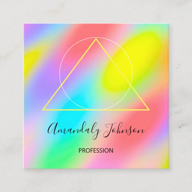 Abstrakter Holografischer Regenbogen Moderner Plat Quadratische Visitenkarte (Vorderseite)